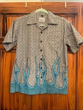 David Carey originals vintage flame button up